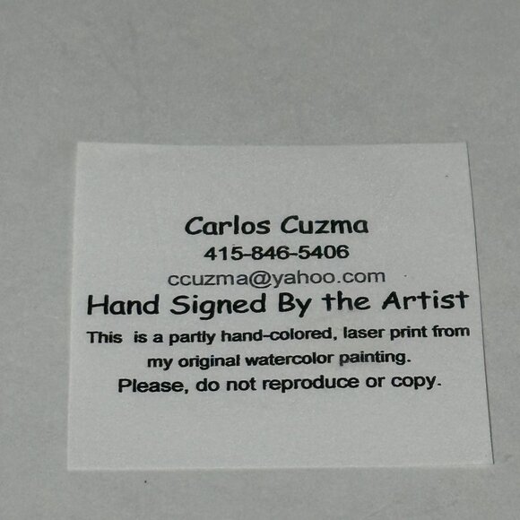 Signed Carlos Cuzma trolley car 10x 8” unframed matted hand colored laser print - Picture 3 of 5